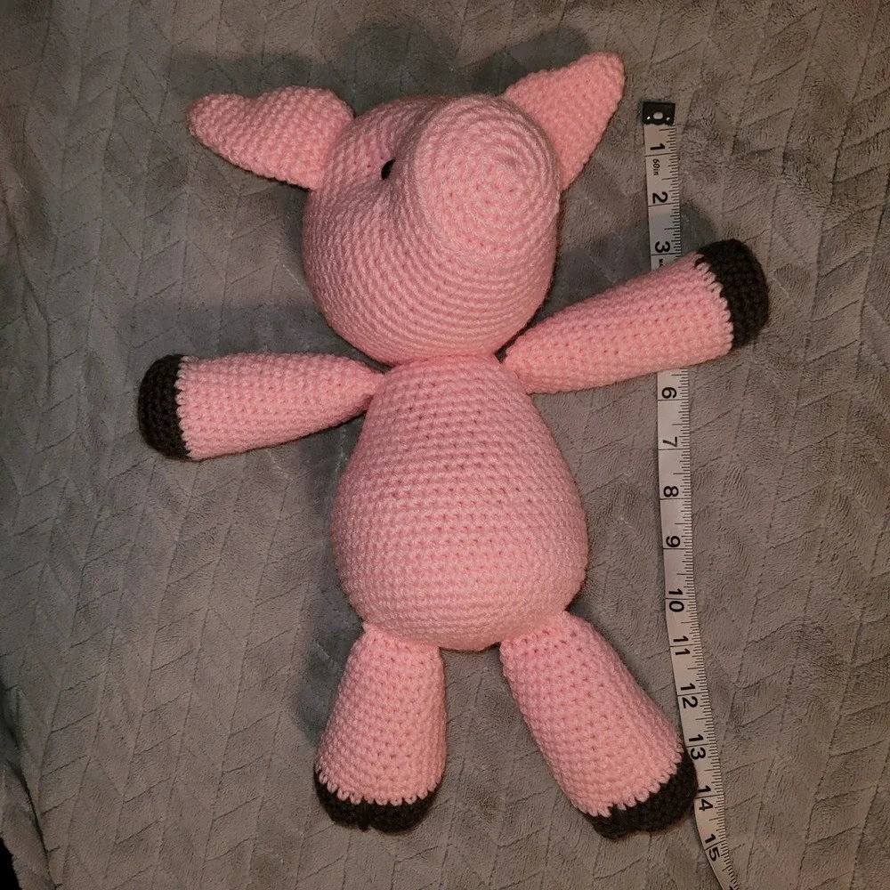 Handmade Pink Crochet Pig Stuffed Animal Plush Toy‎ Kids Baby Shower Gift Wilbur